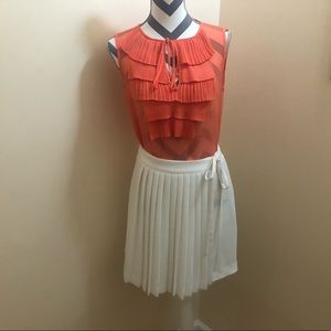 Winter white pleated wrap skirt